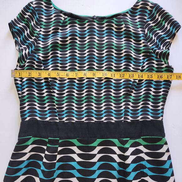 Boden Kensington Geometric Print Silk Blend Cap Sleeved Midi Dress Size 6 - Picture 8 of 10